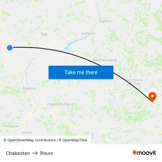 Chabestan to Roure map