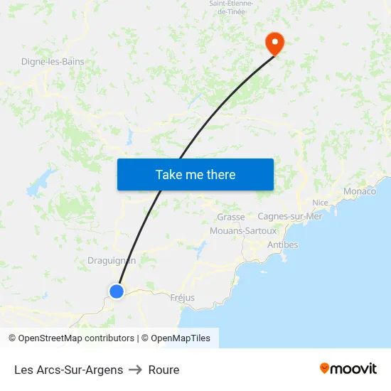Les Arcs-Sur-Argens to Roure map