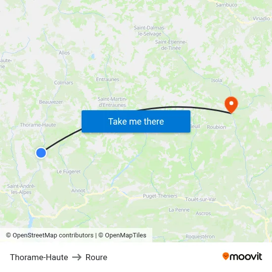 Thorame-Haute to Roure map