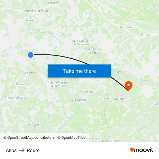 Allos to Roure map