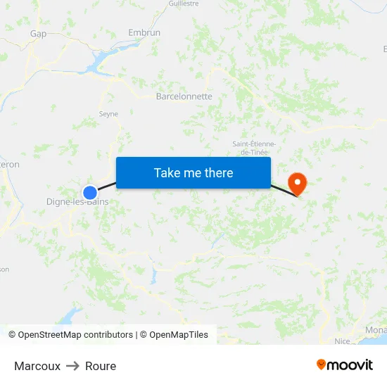 Marcoux to Roure map