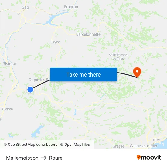 Mallemoisson to Roure map