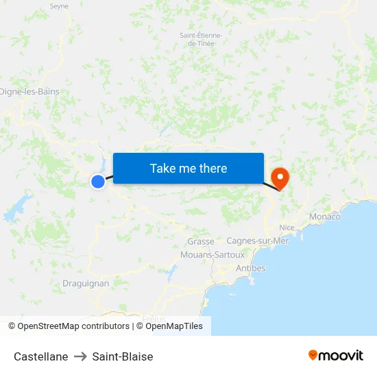 Castellane to Saint-Blaise map