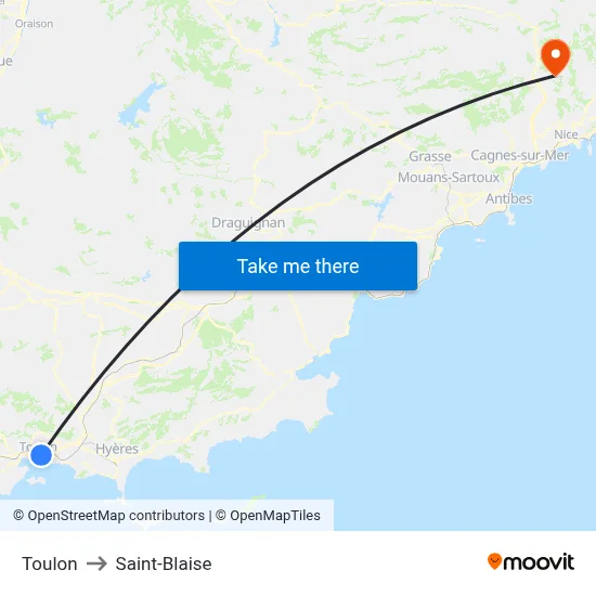 Toulon to Saint-Blaise map