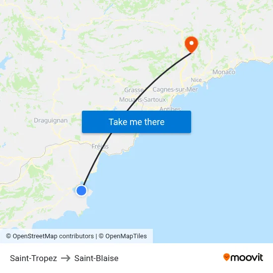 Saint-Tropez to Saint-Blaise map