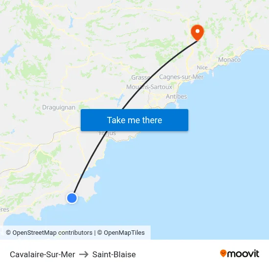 Cavalaire-Sur-Mer to Saint-Blaise map