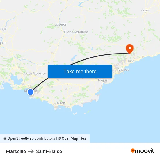 Marseille to Saint-Blaise map