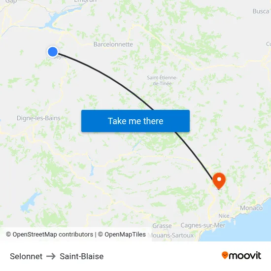 Selonnet to Saint-Blaise map