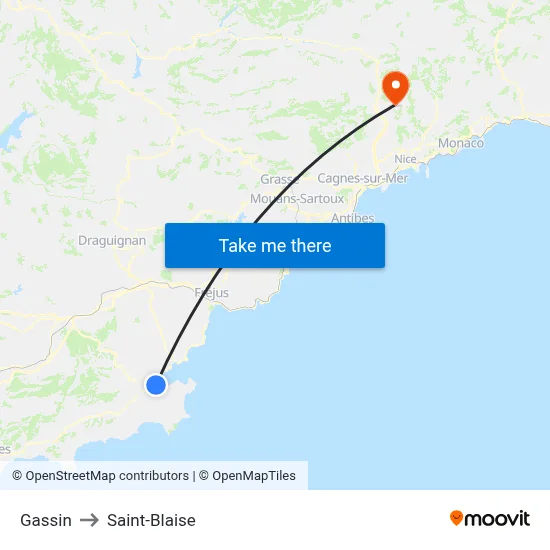 Gassin to Saint-Blaise map