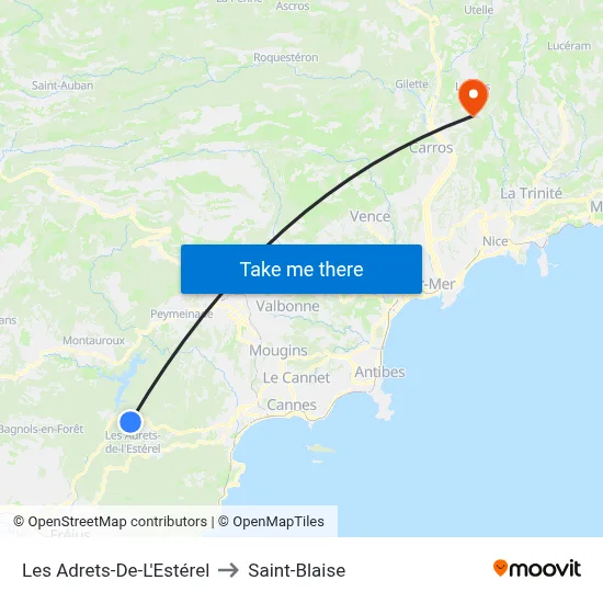 Les Adrets-De-L'Estérel to Saint-Blaise map