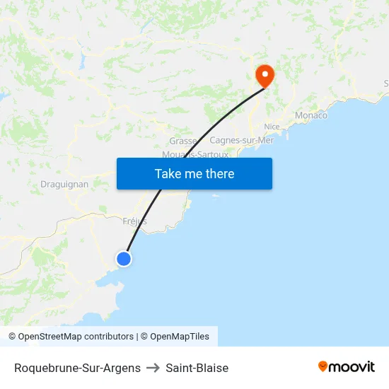 Roquebrune-Sur-Argens to Saint-Blaise map