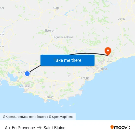 Aix-En-Provence to Saint-Blaise map