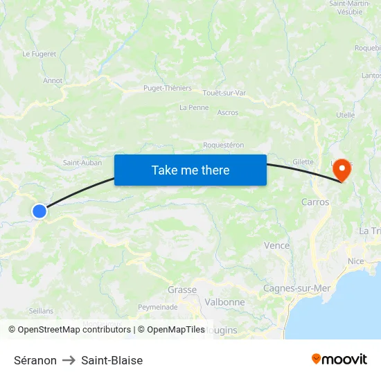 Séranon to Saint-Blaise map