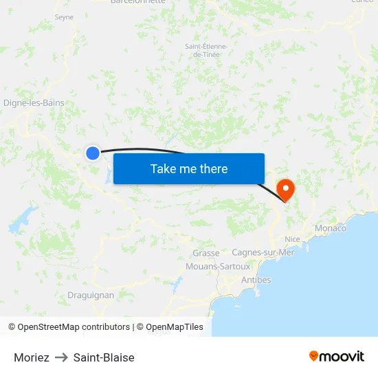 Moriez to Saint-Blaise map