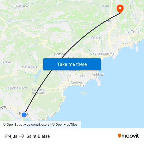 Fréjus to Saint-Blaise map