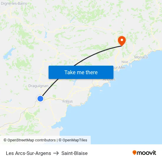 Les Arcs-Sur-Argens to Saint-Blaise map