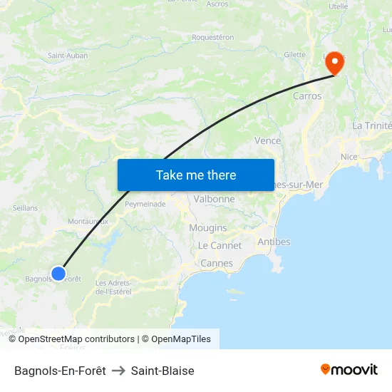 Bagnols-En-Forêt to Saint-Blaise map