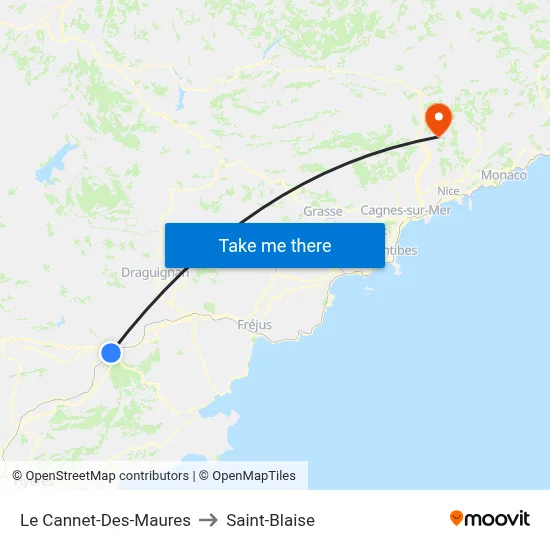 Le Cannet-Des-Maures to Saint-Blaise map