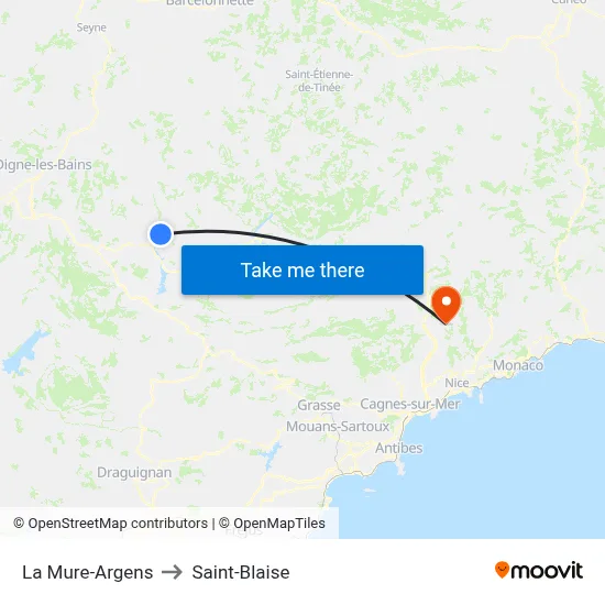 La Mure-Argens to Saint-Blaise map
