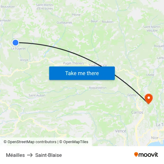 Méailles to Saint-Blaise map