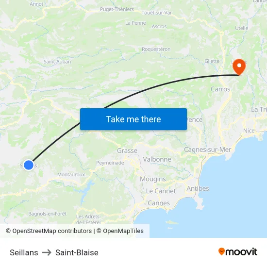 Seillans to Saint-Blaise map
