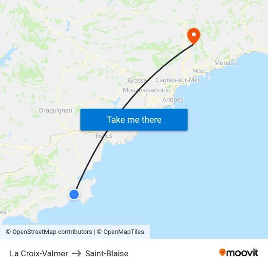 La Croix-Valmer to Saint-Blaise map
