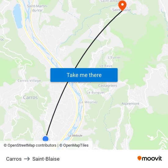 Carros to Saint-Blaise map