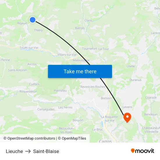 Lieuche to Saint-Blaise map