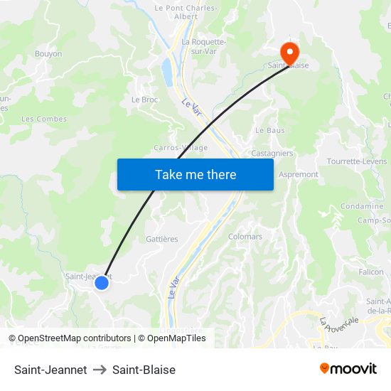 Saint-Jeannet to Saint-Blaise map