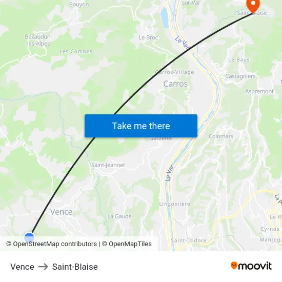 Vence to Saint-Blaise map
