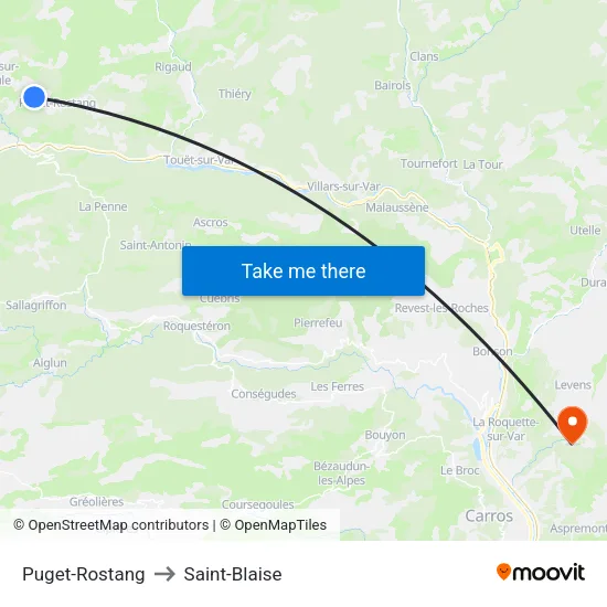 Puget-Rostang to Saint-Blaise map