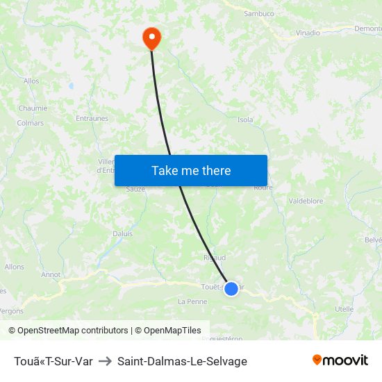 Touã«T-Sur-Var to Saint-Dalmas-Le-Selvage map