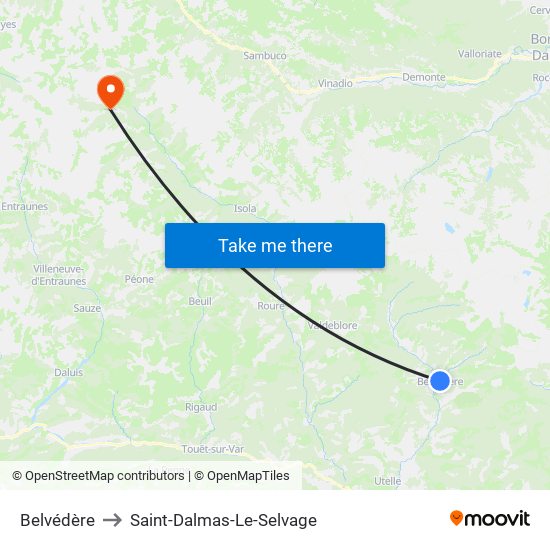 Belvédère to Saint-Dalmas-Le-Selvage map