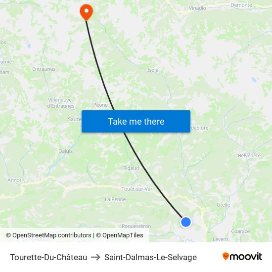 Tourette-Du-Château to Saint-Dalmas-Le-Selvage map