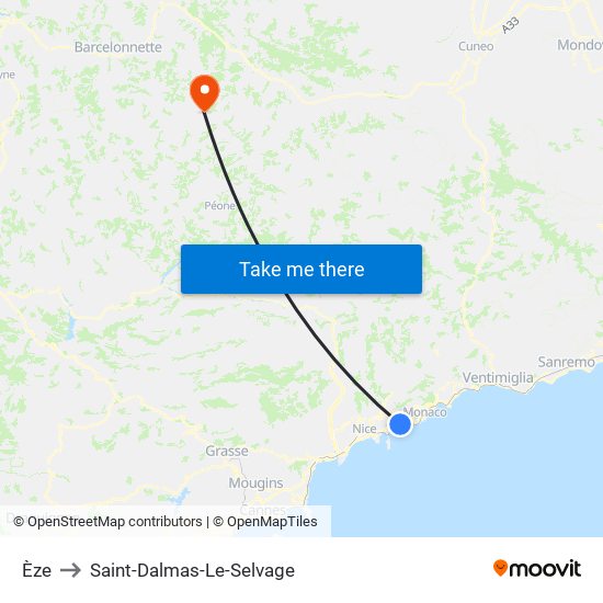 Èze to Saint-Dalmas-Le-Selvage map