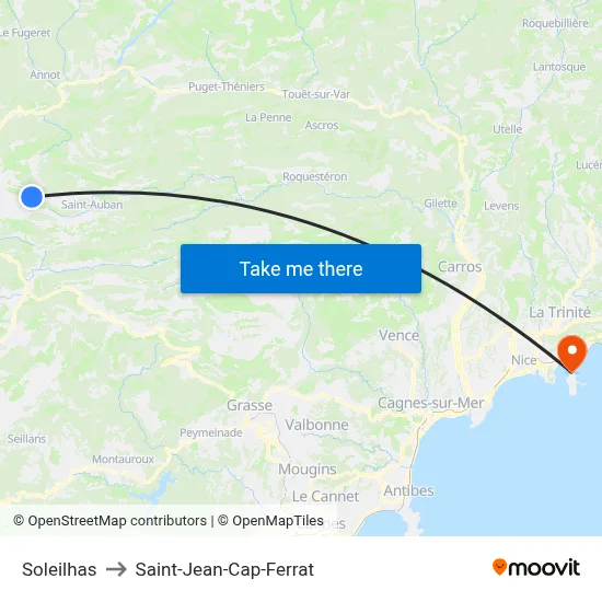 Soleilhas to Saint-Jean-Cap-Ferrat map