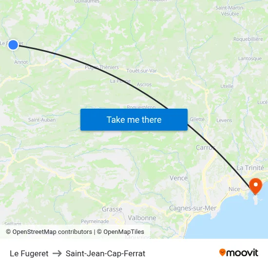 Le Fugeret to Saint-Jean-Cap-Ferrat map