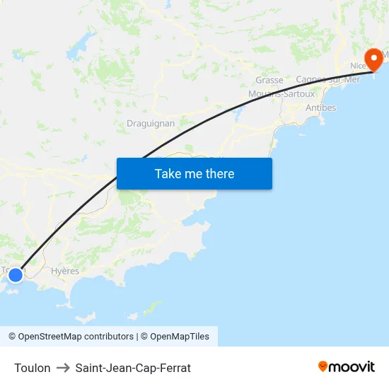 Toulon to Saint-Jean-Cap-Ferrat map