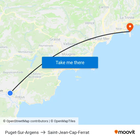 Puget-Sur-Argens to Saint-Jean-Cap-Ferrat map