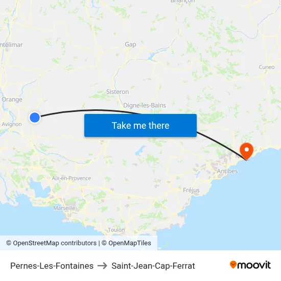 Pernes-Les-Fontaines to Saint-Jean-Cap-Ferrat map