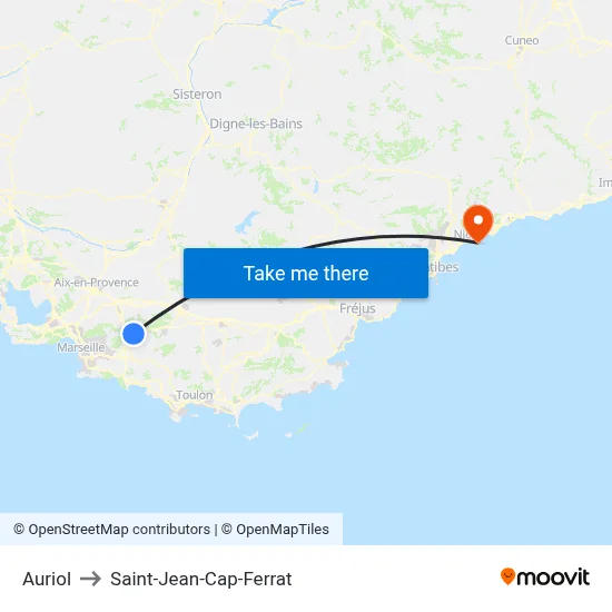 Auriol to Saint-Jean-Cap-Ferrat map
