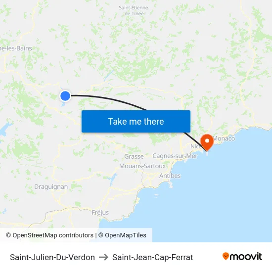 Saint-Julien-Du-Verdon to Saint-Jean-Cap-Ferrat map