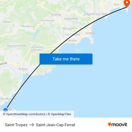 Saint-Tropez to Saint-Jean-Cap-Ferrat map