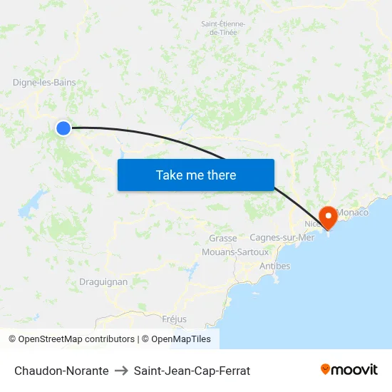 Chaudon-Norante to Saint-Jean-Cap-Ferrat map