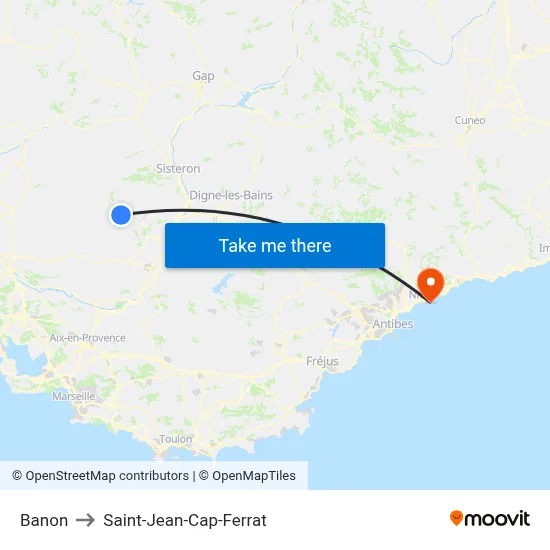 Banon to Saint-Jean-Cap-Ferrat map