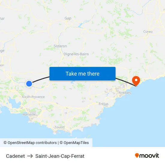 Cadenet to Saint-Jean-Cap-Ferrat map