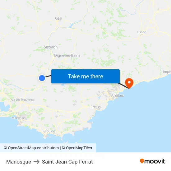 Manosque to Saint-Jean-Cap-Ferrat map