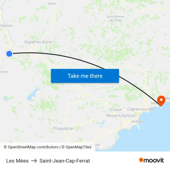 Les Mées to Saint-Jean-Cap-Ferrat map
