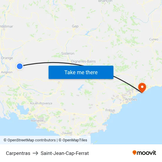 Carpentras to Saint-Jean-Cap-Ferrat map