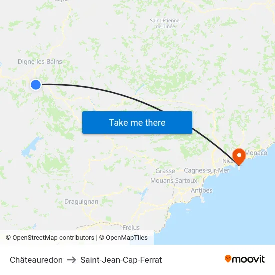 Châteauredon to Saint-Jean-Cap-Ferrat map